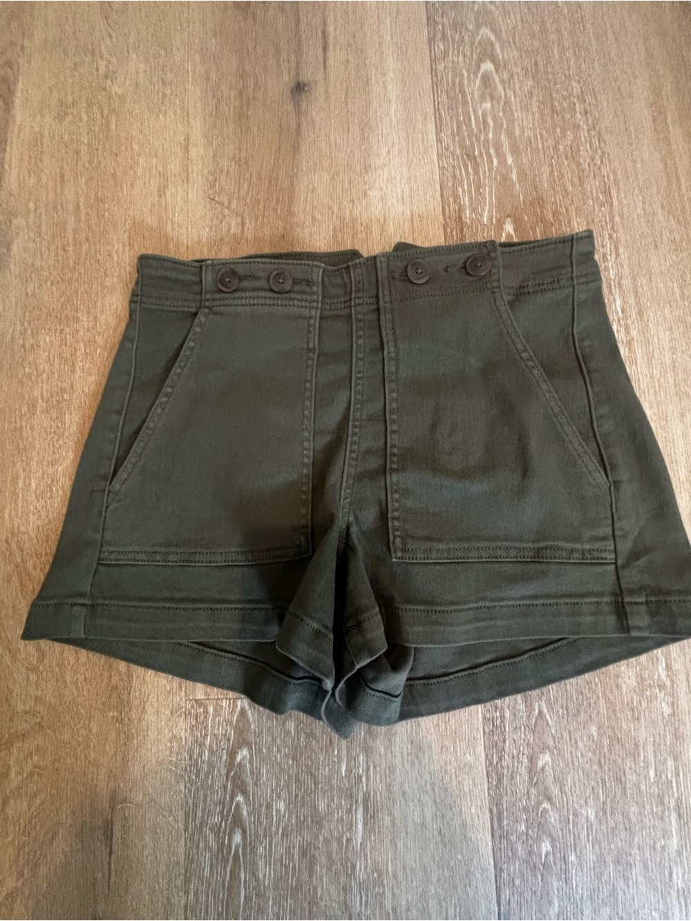 Pilcro High-Rise Olive Utility Shorts